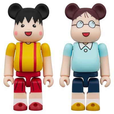 Medicom Toy Bearbrick Chibi Maruko НАБОР 2PCS Каждая общая высота 70 мм Окрашенная завершенная фигурка BE@RBRICK Maruko-chan и Tama-chan высота приблизительно. Немасштабируемый
