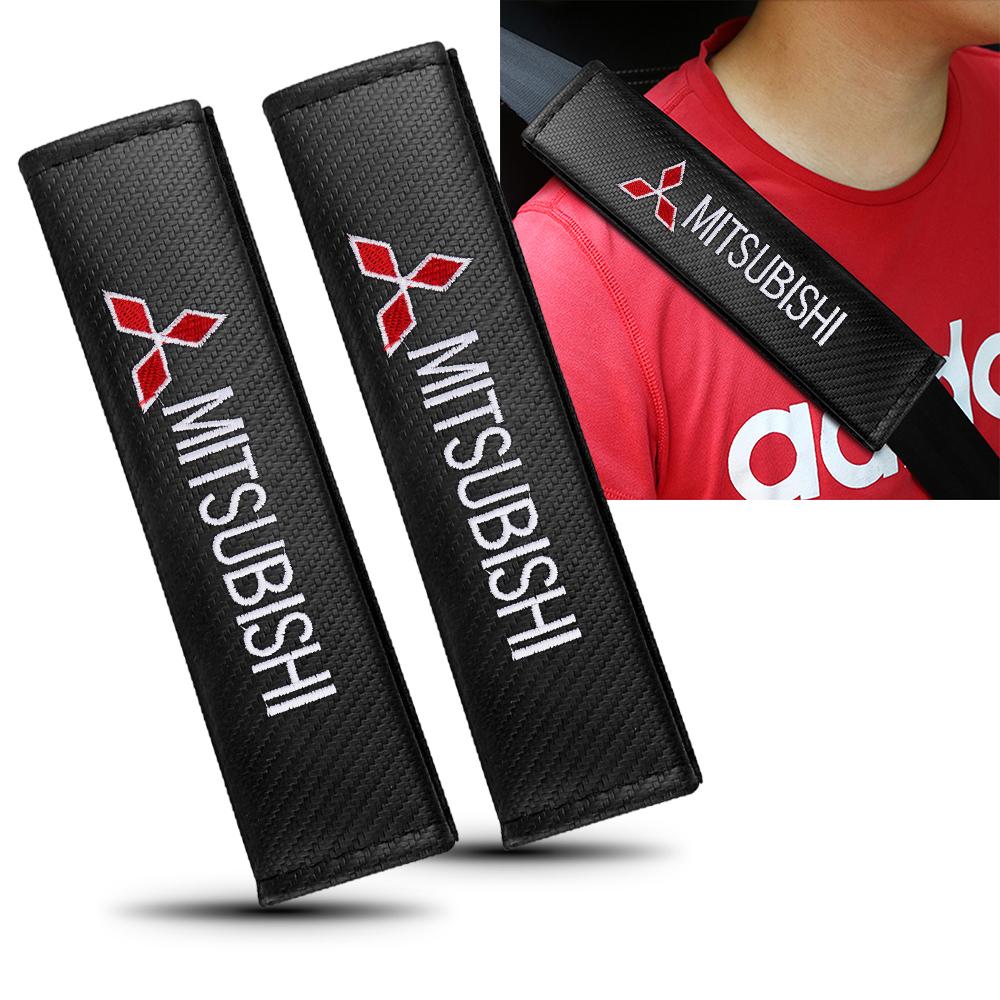 bzdn5 1/2PC Car Seat Belt Cover Shoulder Strap Covers Protector Pad For Mitsubishi Asx Lancer 9 Outlander Pajero L200 Auto Accessories