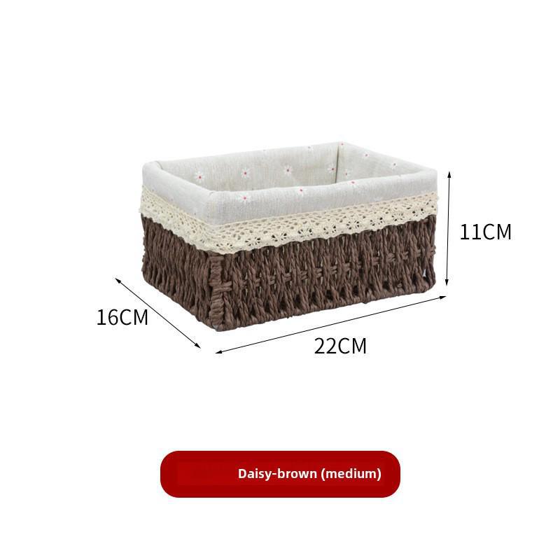 Корзина для хранения закусок, игрушек и всякой всячины, сплетенная из ротанговой бумаги