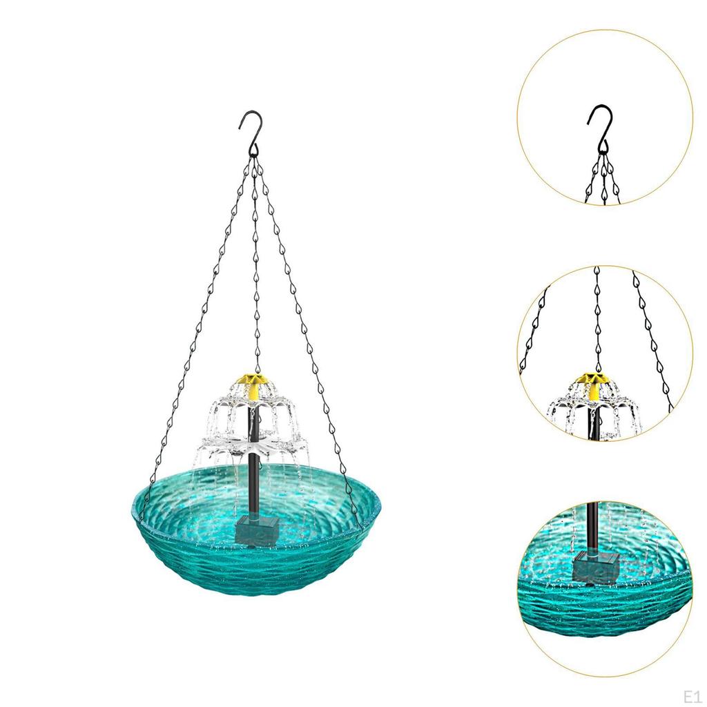 Hanging Bird Bath with Solar Energy for Outdoor Spaces 9.25inchx9.25inchx19.69inch