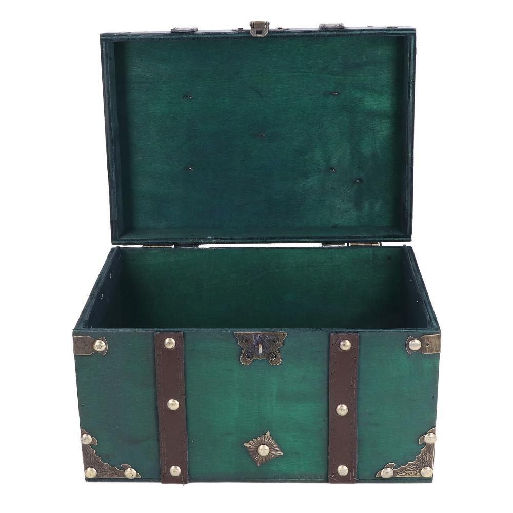 2PCS Antique Jewelry Organizer Box With Lock Keepsake Memory Box Treasure Chest Box  Bedroom Storage
