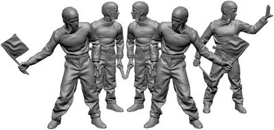 Orange Hobby Набор смолы Экипаж летной палубы авианосца ВМС США времен Второй мировой войны 1/48 5 штук A48-057