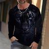 Design Trendy Men's Animal 3D Digital Printed Men's Round Neck Long Sleeved T-shirt Casual American T-shirt