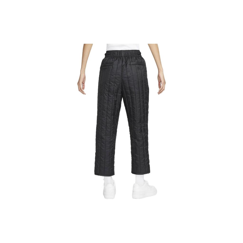 Nike Спортивные брюки Therma-FIT Tech Pack, однотонные, с высокой талией, стеганые, теплые, свободные, из хлопка, женские, черные DQ6962-010