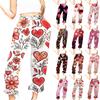 Женская повседневная мода День святого Валентина Повседневные брюки с принтом Спортивные брюки Брюки с эластичной резинкой на талии со шнурком Брюки со шнурком