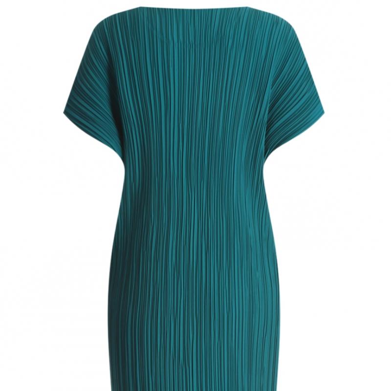 Shop   Women Cap Sleeve French Pleated Long Dress Ble Wdr 1335 Turquoise