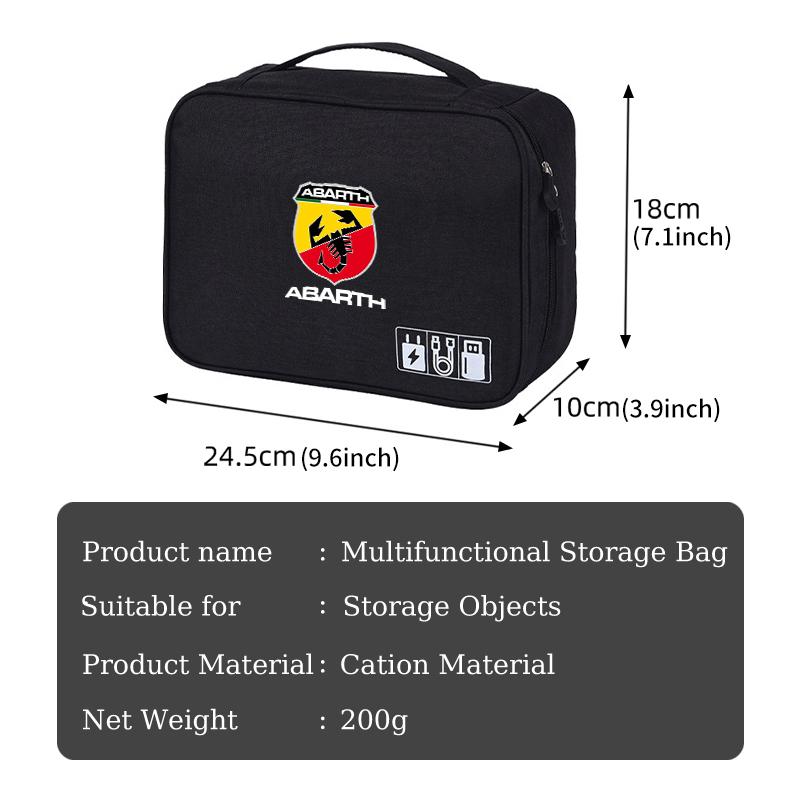 Portable USB Data LineTravel Cable Organizer Cable Storage Bag For Abarth Fiat Grande Punto Tipo Stilo Ducato Palio 500x V3