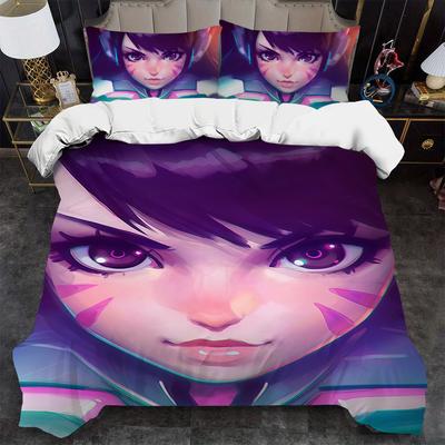 O-OverwatchGame D-Dva Комплект пододеяльника Мягкое стиранное постельное белье 3 предмета Летний Удобный Студенческое общежитие Дом Детское постельное белье Хит продаж