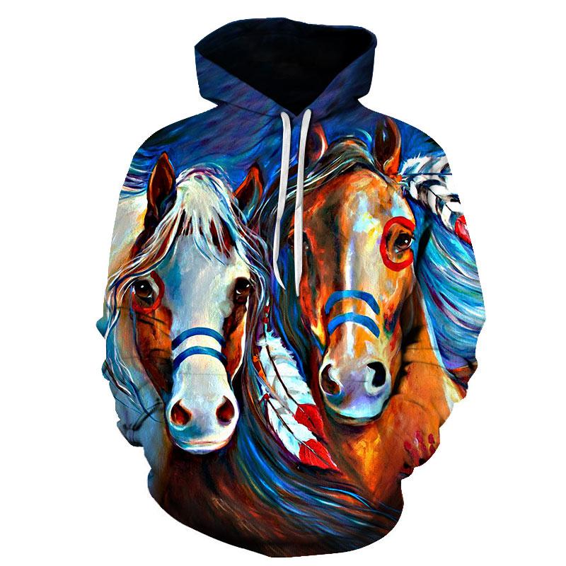 Spring Autumn Horse 3D Print Men's Hoodies Sweatshirts Animal Design Men Women Casual Streetwear Pullover Oversized Hoodie