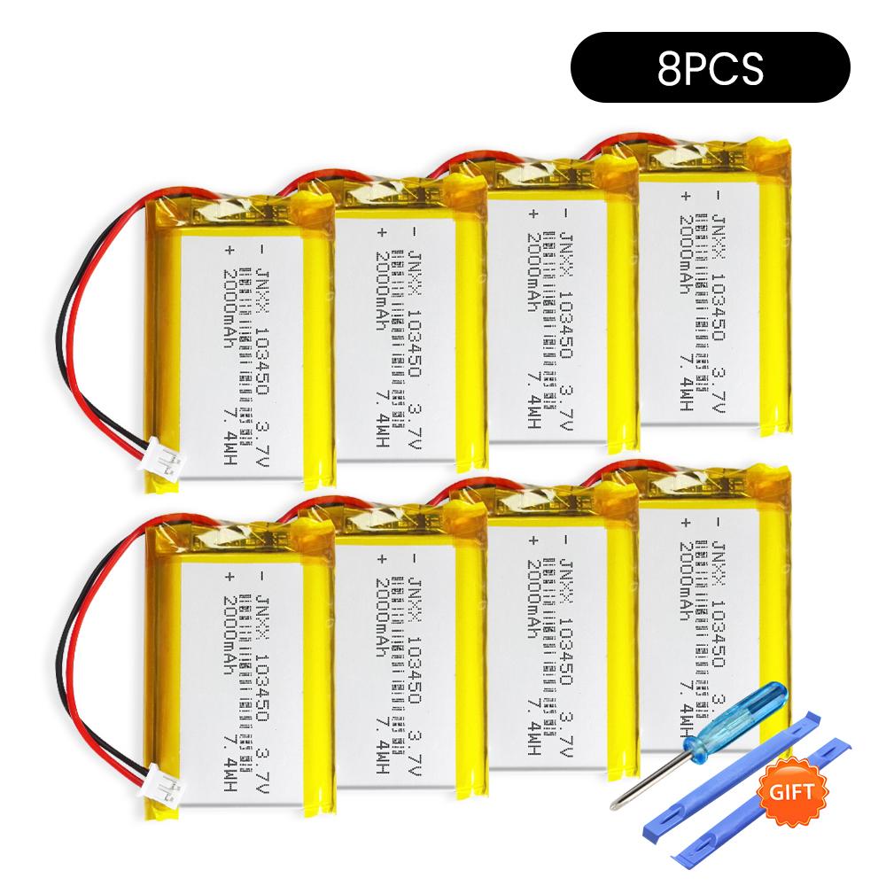 Rechargeable 3.7V 2000mAh Li-Po Battery 103450 Lithium Polymer Battery Li-Po Li Ion Lipo Cells For GPS MP3 MP4 Driving Recorde