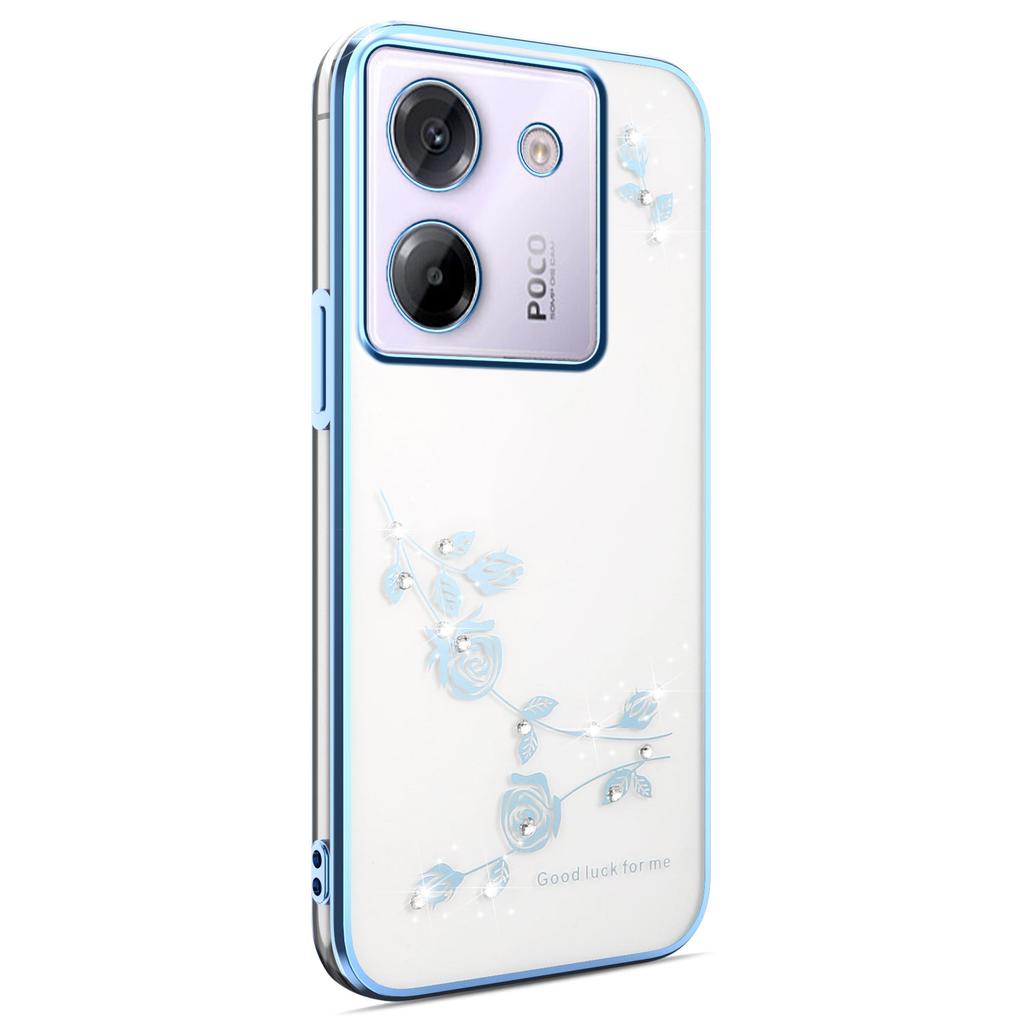KADEM Чехол для Xiaomi Poco M7 Pro 5G с цветочным декором из стразов, гальванизированный ТПУ чехол для телефона