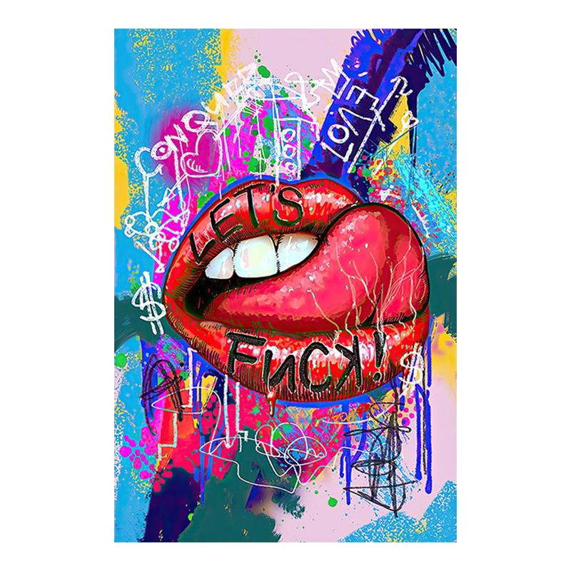 Девушка сексуальные губы холст картина поп-стрит граффити настенные художественные постеры и принты современная настенная картина для спальни украшения дома
