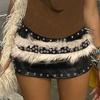 Jeans Decor Leopard Print Plush Belt Furry Jazz Dance Costumes Accessory Ladies