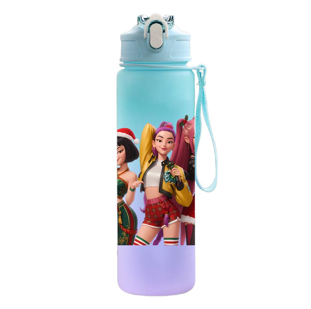 750Ml Water Bottle Cartoon Christmas K-Pop Demon Hunters Printed Large Capacity Drinking Cup Portable Outdoor Sports Water Cup Children Kid Gift
