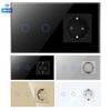 Bingoelec WiFi and Zigbee Compatible 1 Gang 1 Way LED Wall Switch with Germany Version Socket and Glass Panel