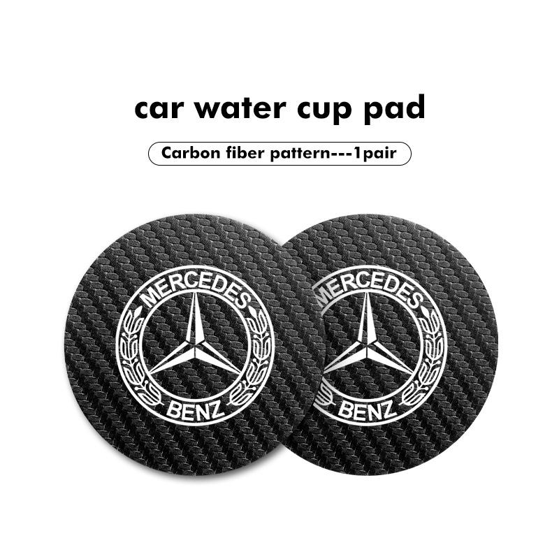 AABGX1 For Benz Car Logo Carbon Fiber Water Cup Pad Bottle Holders Anti Slip Mat Accessories AMG CLA CLS C180 C200 W204 W205 Exclusive
