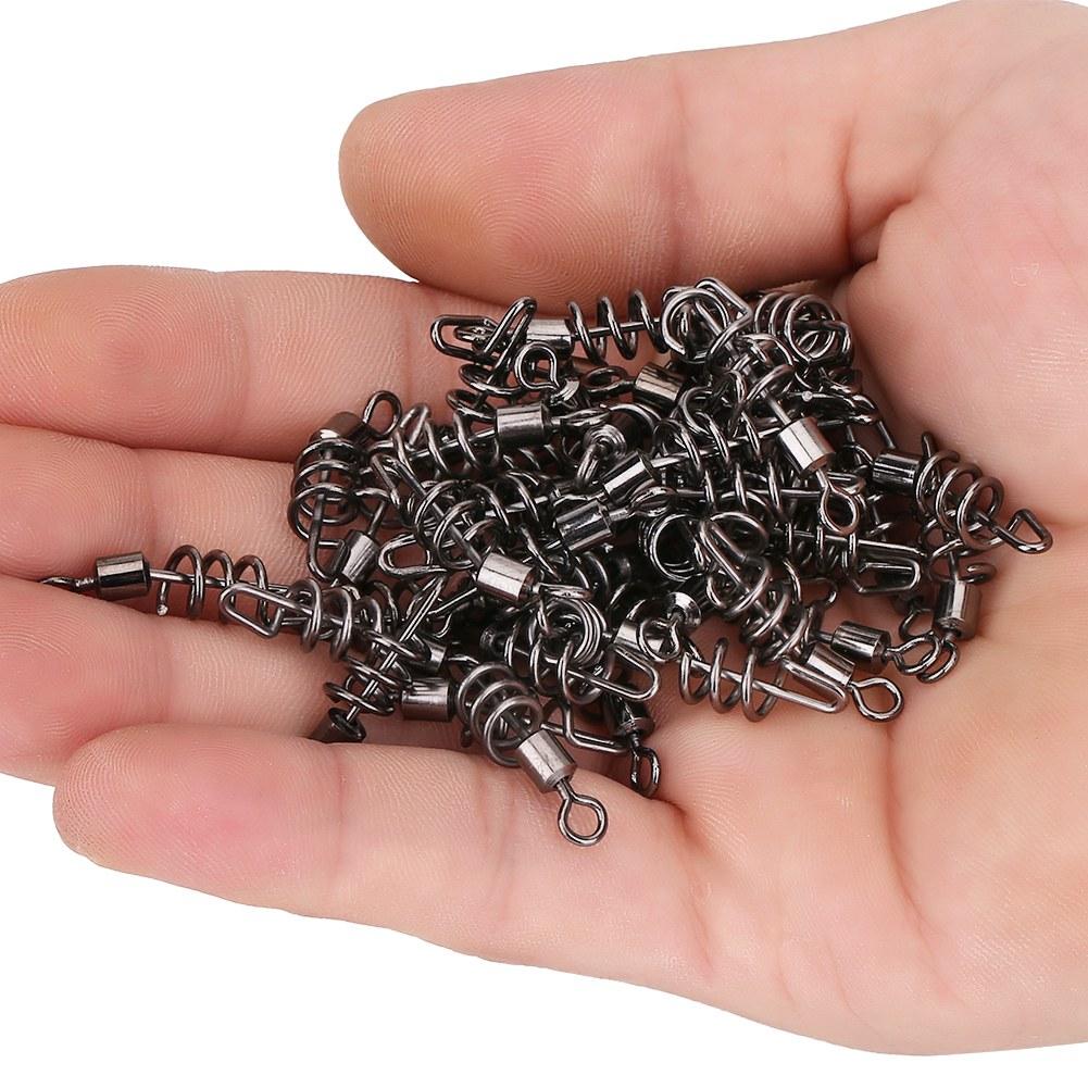 50Pcs Stainless Steel Rolling Barrel Swivels with Screwed Snap Fishing Bait Hook Connector(10#)