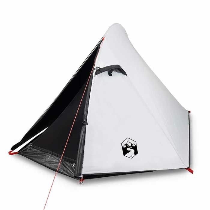 VidaXL Tente de Camping 2 Personnes, Tente d'Ombrage avec Sac, Auvent Portable avec Parois Latérales pour Randonnée, Blanc 94322