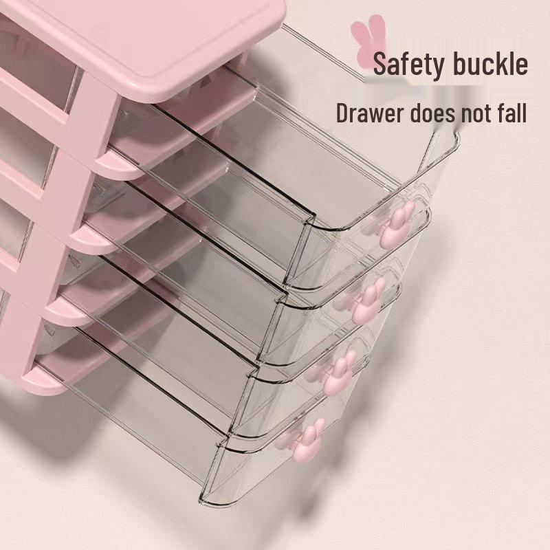 Креативный мультяшный мини-органайзер для стола в виде кролика с прозрачными ящиками для детских канцелярских принадлежностей