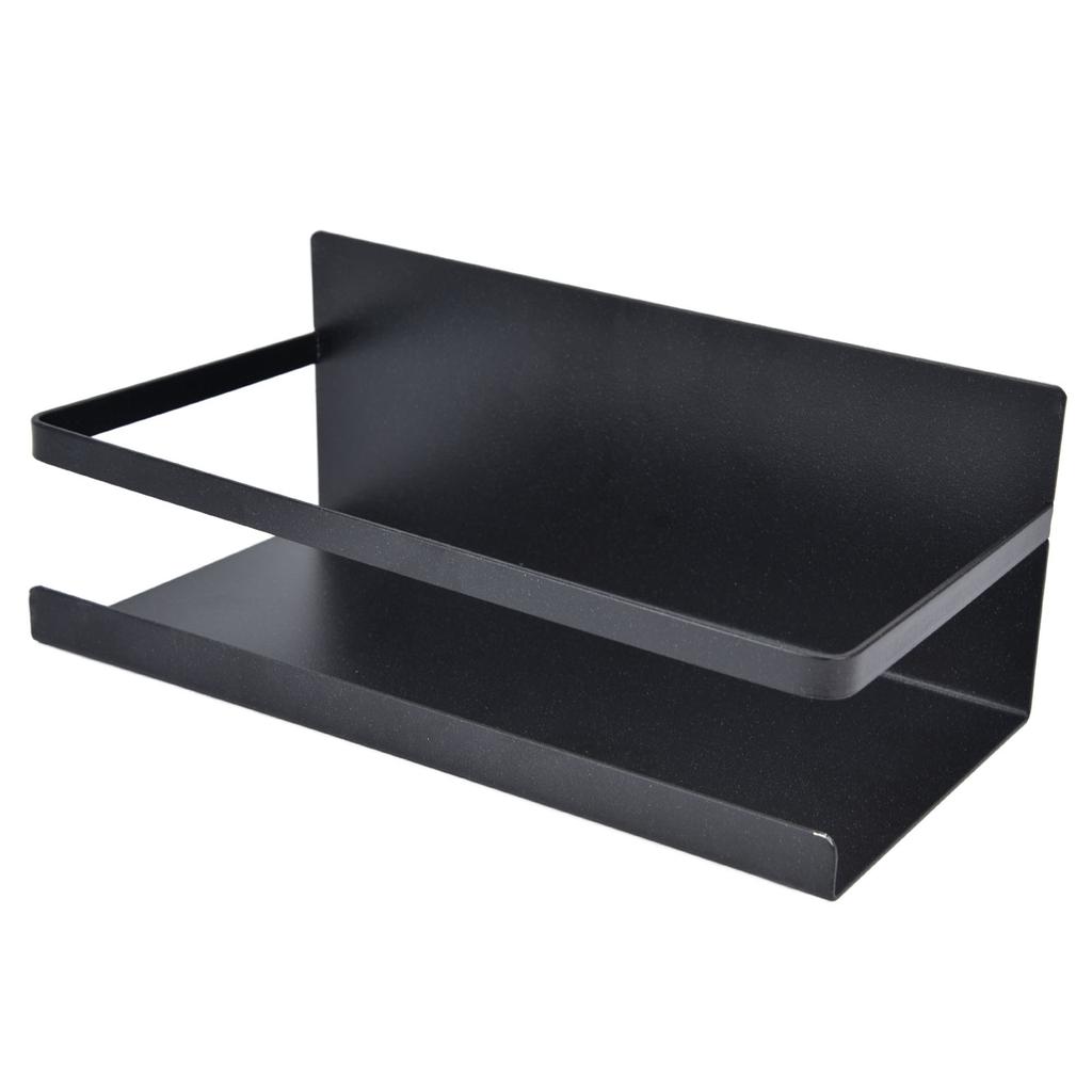Kitchen Rack Space Saving Spice Shelf Organizer Magnetic Single Tier Iron for StorageBlack