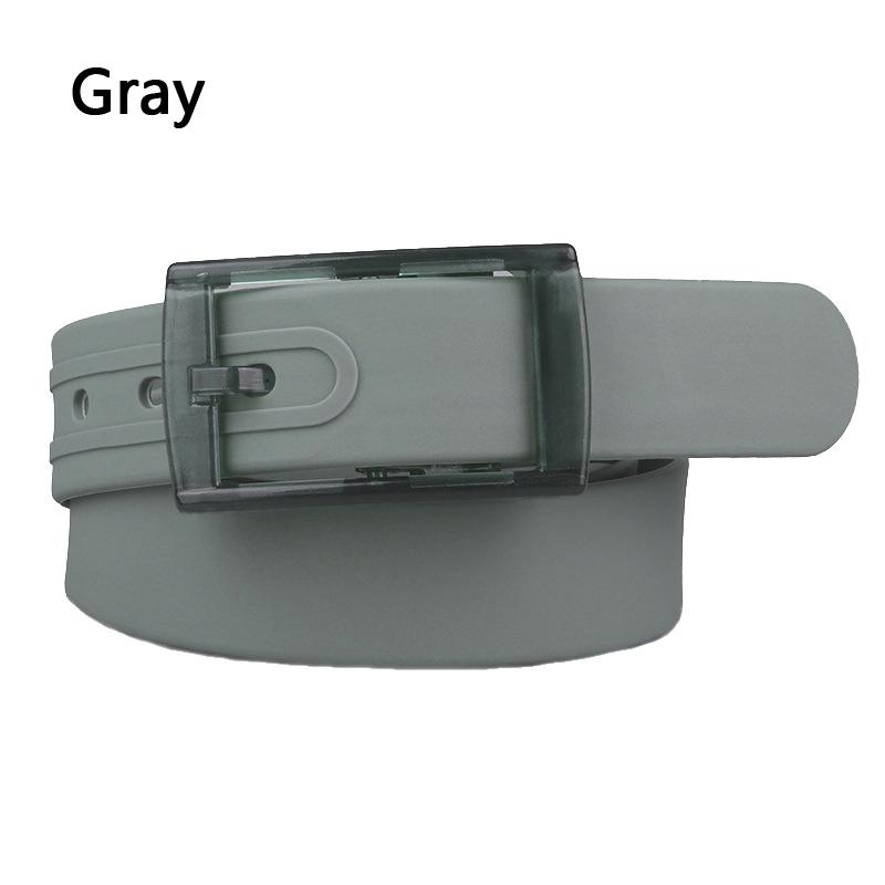 Women Men Belt Adjustable Silicone Candy Color Jelly Rubber Waistband Plastic Buckle