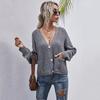Autumn and Winter Women's Cardigan Sweater Slouchy Style Knit Mori Pure Color Dot Long Sleeve Sweater