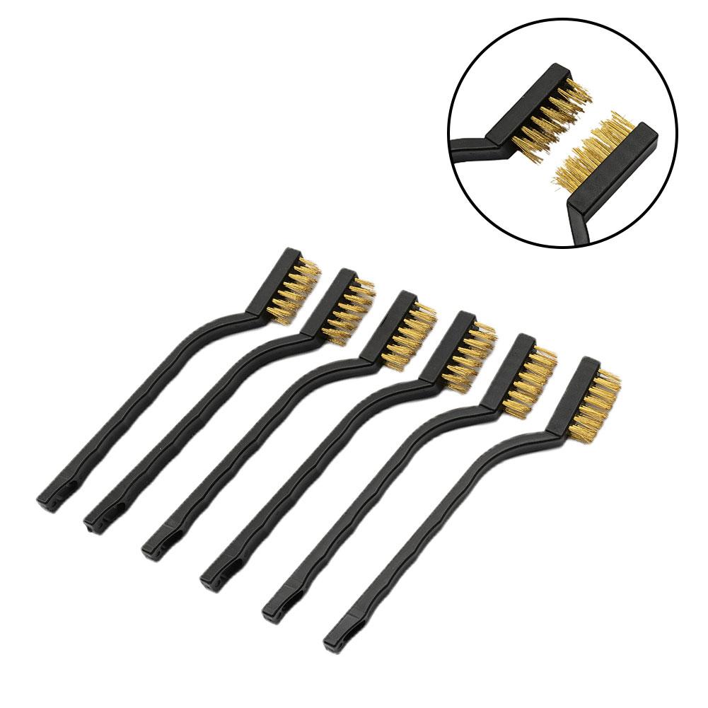 6 Pieces Brass Wire Brush Set for Cleaning Welding Slag and Rust