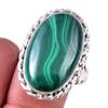 Natural Malachite Gemstone 925 Solid Sterling Silver Jewelry Ring Size 9 I1G69