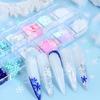 Christmas White Snowflakes Nail Art Glitter Sequin Mermaid Blue Snow Flakes Decorations DIY Manicure Design Nails Accessories