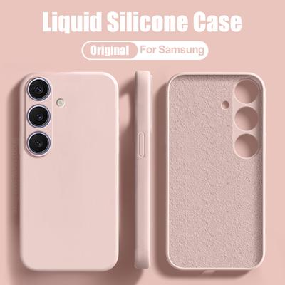Жидкий силиконовый чехол для телефона Samsung Galaxy S24 Plus Ultra 5G Мягкая задняя крышка SamsungS24 S24Plus 360 Защитный корпус
