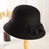 Autumn and Winter Women's High-end Hats, Middle-aged Mother Hats, Top Hats, Woolen Bows, Basin Hats, Fashion Hats, Ladies