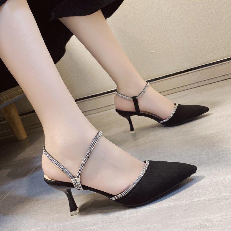 Блестящие кожаные женские босоножки с открытым носком и ремешком на пятке, элегантные женские туфли со стразами и ремешком на высоком каблуке для вечеринки