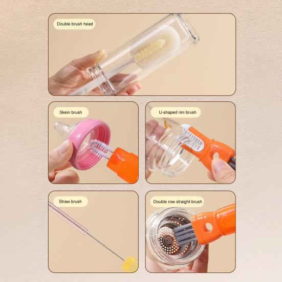 Щетка для чистки с отверстием для подвешивания 5 в 1 Многофункциональная щетка для чашек