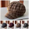 Хлопковая сетчатая кепка-берет из полиэстера, женская восьмиугольная шляпа, винтажная клетчатая кепка-облако, работа