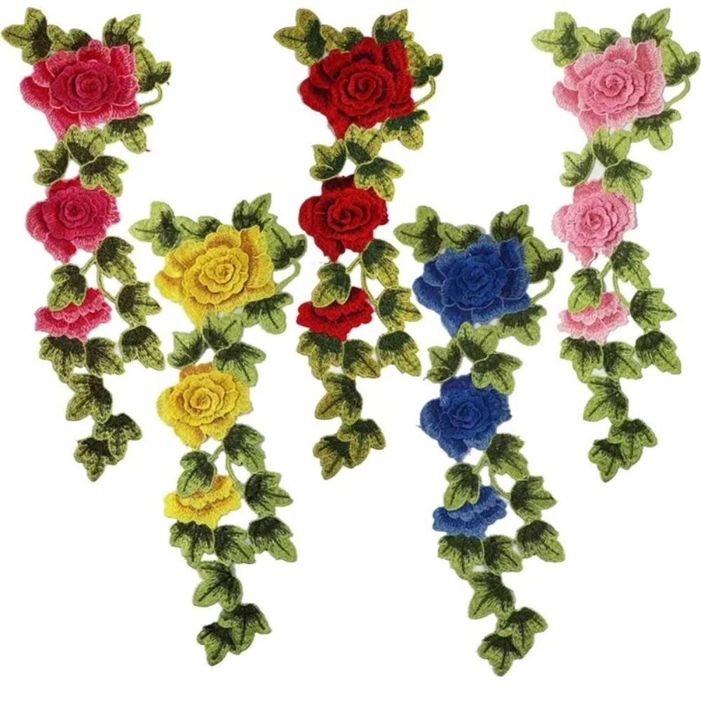 DIY Handmade Embroidery Floral Leaves Appliques Polyester Fiber Floral Patches Wedding Decoration