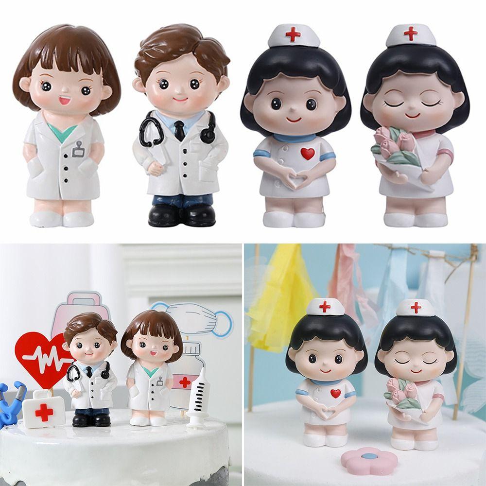 DlY Doctor Garage Kit White Doctor Nurse Model Statue Cute Nurse Baking Ornaments  Gift