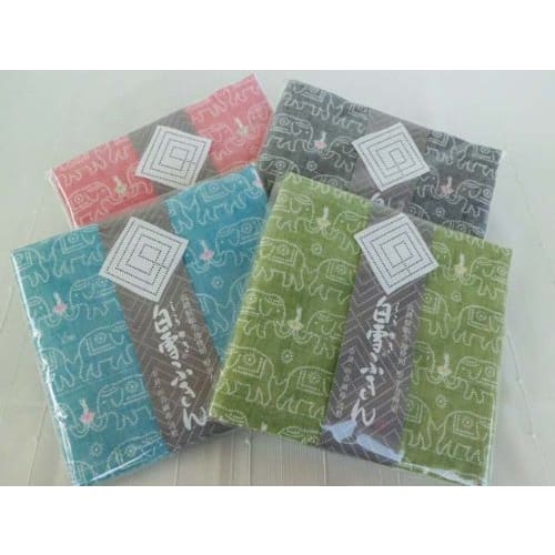 Snow White Yuzen Dishcloth, Made in Japan, Buddha Design, Ruby Red