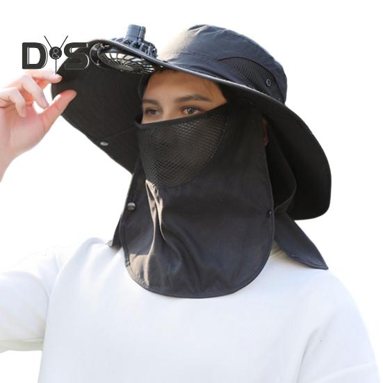 Кепка с защитой лица и шеи от солнца UPF 50+, защита от ультрафиолета, дышащая, с солнечной батареей, для мужчин, для летней рыбалки и активного отдыха, с широкими полями