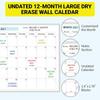 Erasable Large Wall Planner Calendar Reusable Wall Year Calendar Blank Undated Yearly Calendar Oversized Simplicity PlanCalendar