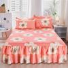 New Princess Printed Double Layers Bed Skirt Non-slip Mattress Cover Home Bedroom Soft Bedspread Bed Skirt Bedsheet Bed Cover