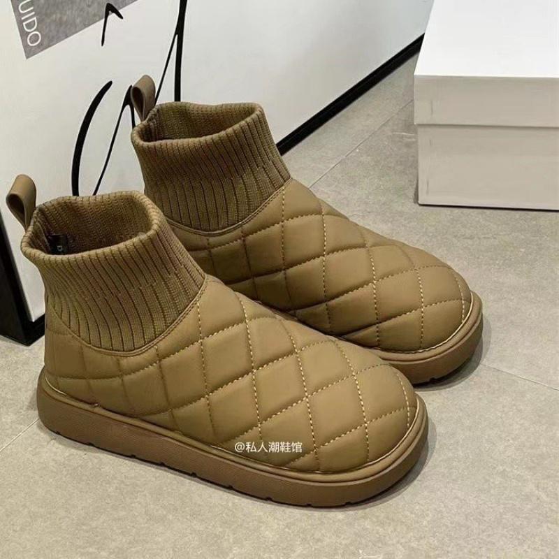 Vintage Versatile Snow Boots for Women 2025 New Winter Thickened Warm Cotton Shoes Cream Bread Shoesins