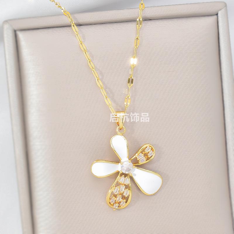 Ожерелье с пятилепестковым цветком, женское, легкое, роскошное, простое и универсальное, свежее, с микро-инкрустацией, подвеска, цепочка на ключицу, аксессуары