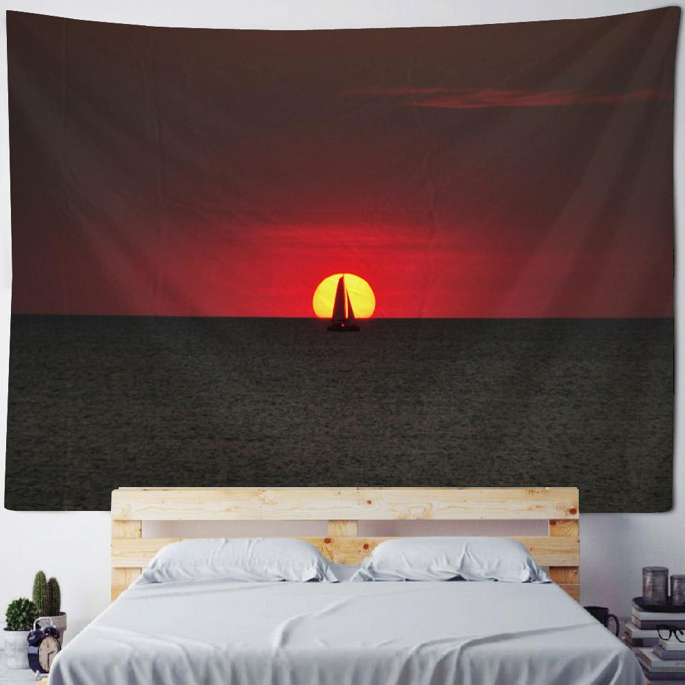 Гобелен с видом на море, настенное панно с восходом и закатом, эстетичный гобелен, настенная ткань для дома, гостиная, спальня, художественное украшение