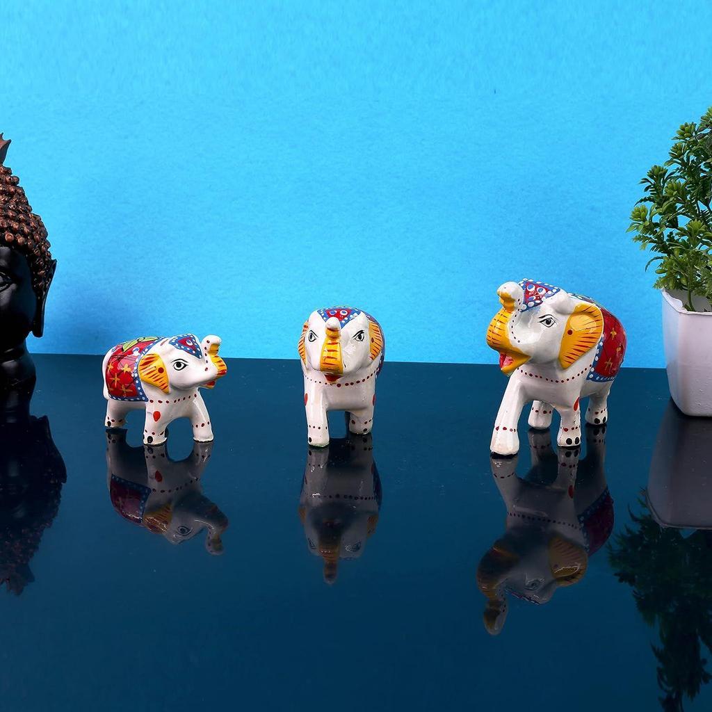 Набор из 3 фигурок слонов ручной работы из папье-маше для домашнего декора и подарков