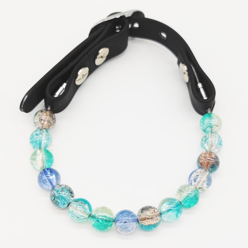 Fashion Pet Beaded Necklace Adjustable Transparent Glass Dog Cat Pearl Collar