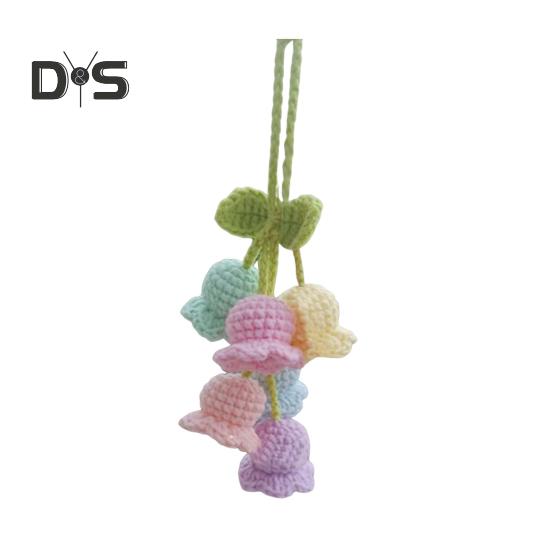 Подвесной автомобильный кулон ручной работы, вязаные лилии, очаровательные вязаные крючком украшения для салона автомобиля