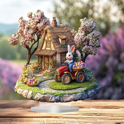 2D фигурка кролика на Пасху, акриловое украшение для настольного дисплея