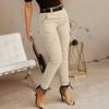 Женские брюки-карго однотонные со средней посадкой на пуговице и молнии повседневные брюки с дизайном с множеством карманов эластичными манжетами длинные брюки