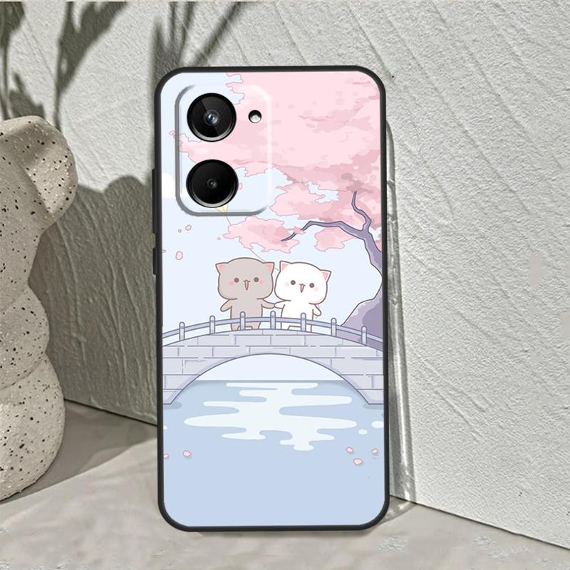 Мультяшный Чехол-Кот Персик Моти Для Realme C53 C30 C55 C33 C35 C31 C21Y C25s C15 C11 GT Neo 5 3T 2T 8 9 10 11 Pro Plus