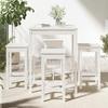 5 Piece Garden Bar Set White Solid Pine Wood